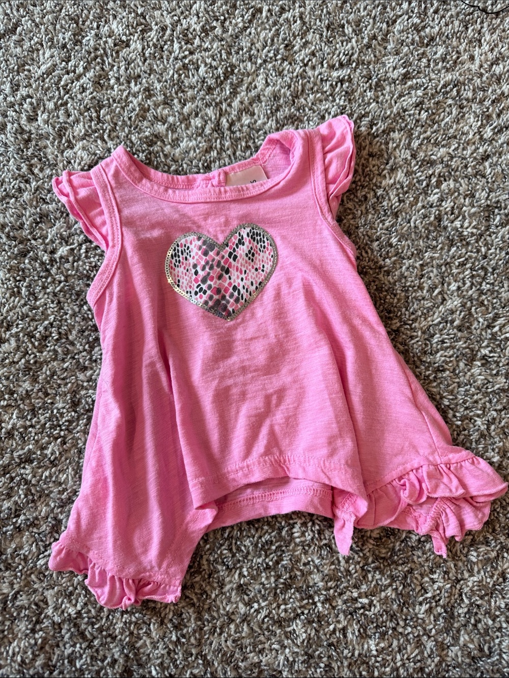 Little Lass Pink Ruffle Heart Tank Top